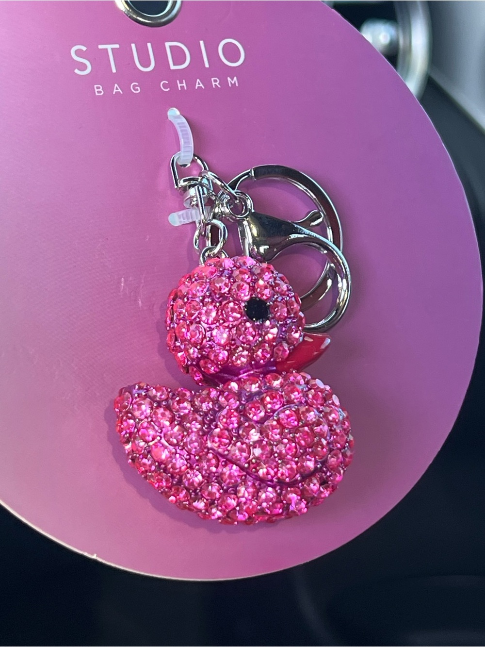 Pink Bling Ducky Keychain Bag Charm